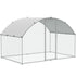 Chicken Coop, 9.8x6.5x6.5ft Walk-in Large Metal Chicken Run for Yard with Waterproof Cover, Doom Roof Hen House with Security Lock for Outdoor and Backyard, Farm, Duck Rabbit Cage Poultry Pen
