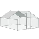 Large Metal Chicken Coop, 3x3.93x1.99 m Walk-in Chicken Runs for Yard with Cover, Spire Roof Hen House with Security Lock for Outdoor and Backyard, Farm, Duck Rabbit Cage Poultry Pen