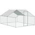 Large Metal Chicken Coop, 3x3.93x1.99 m Walk-in Chicken Runs for Yard with Cover, Spire Roof Hen House with Security Lock for Outdoor and Backyard, Farm, Duck Rabbit Cage Poultry Pen