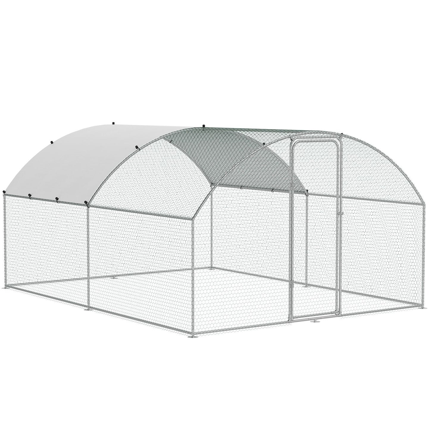 Large Metal Chicken Coop, 9.8x12.9x6.5 ft Walk in Chicken Run for Yard with Waterproof Cover, Doom Roof Hen House with Security Lock for Outdoor and Backyard, Farm, Duck Rabbit Cage Poultry Pen