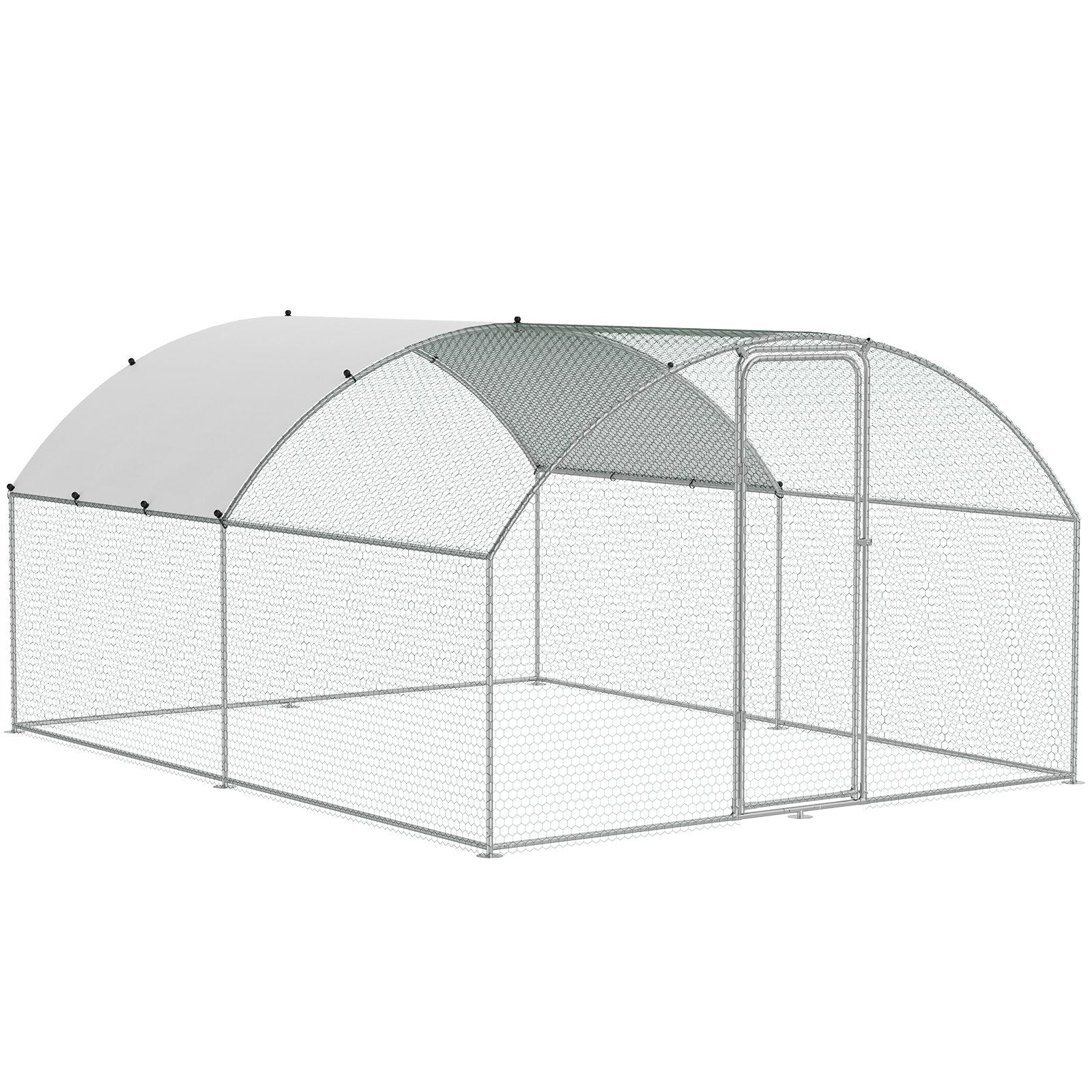 Large Metal Chicken Coop, 9.8x12.9x6.5 ft Walk in Chicken Run for Yard with Waterproof Cover, Doom Roof Hen House with Security Lock for Outdoor and Backyard, Farm, Duck Rabbit Cage Poultry Pen