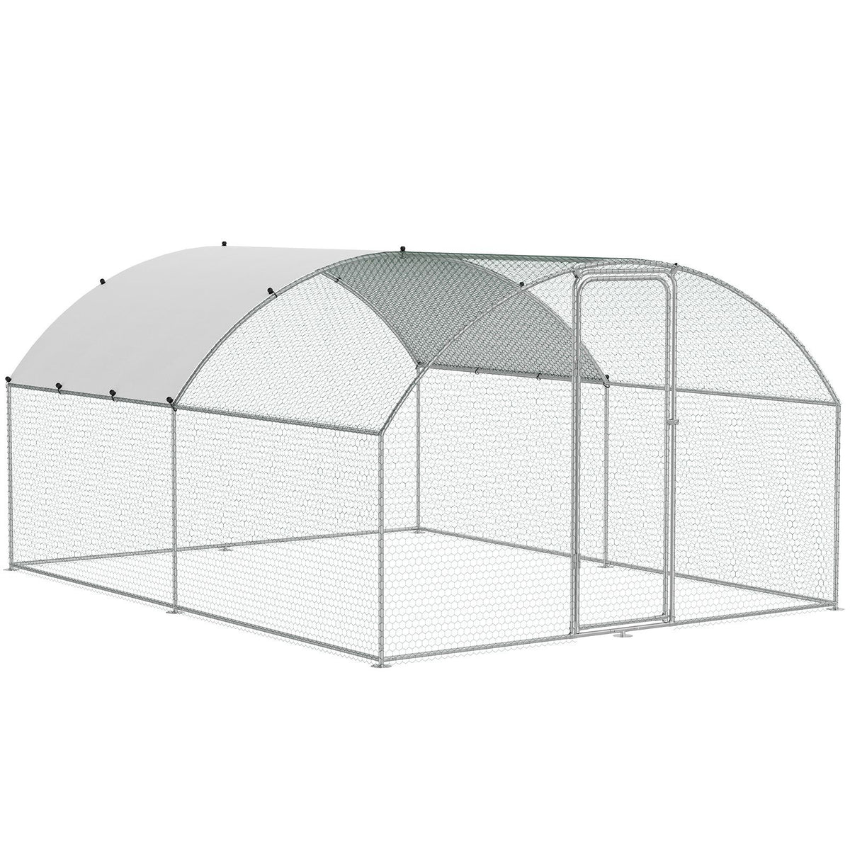 Large Metal Chicken Coop, 9.8x12.9x6.5 ft Walk in Chicken Run for Yard with Waterproof Cover, Doom Roof Hen House with Security Lock for Outdoor and Backyard, Farm, Duck Rabbit Cage Poultry Pen