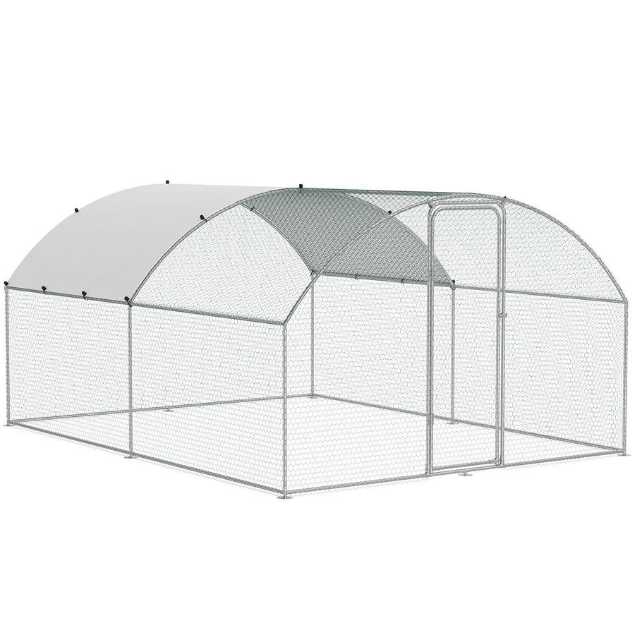 Large Metal Chicken Coop, 9.8x12.9x6.5 ft Walk in Chicken Run for Yard with Waterproof Cover, Doom Roof Hen House with Security Lock for Outdoor and Backyard, Farm, Duck Rabbit Cage Poultry Pen