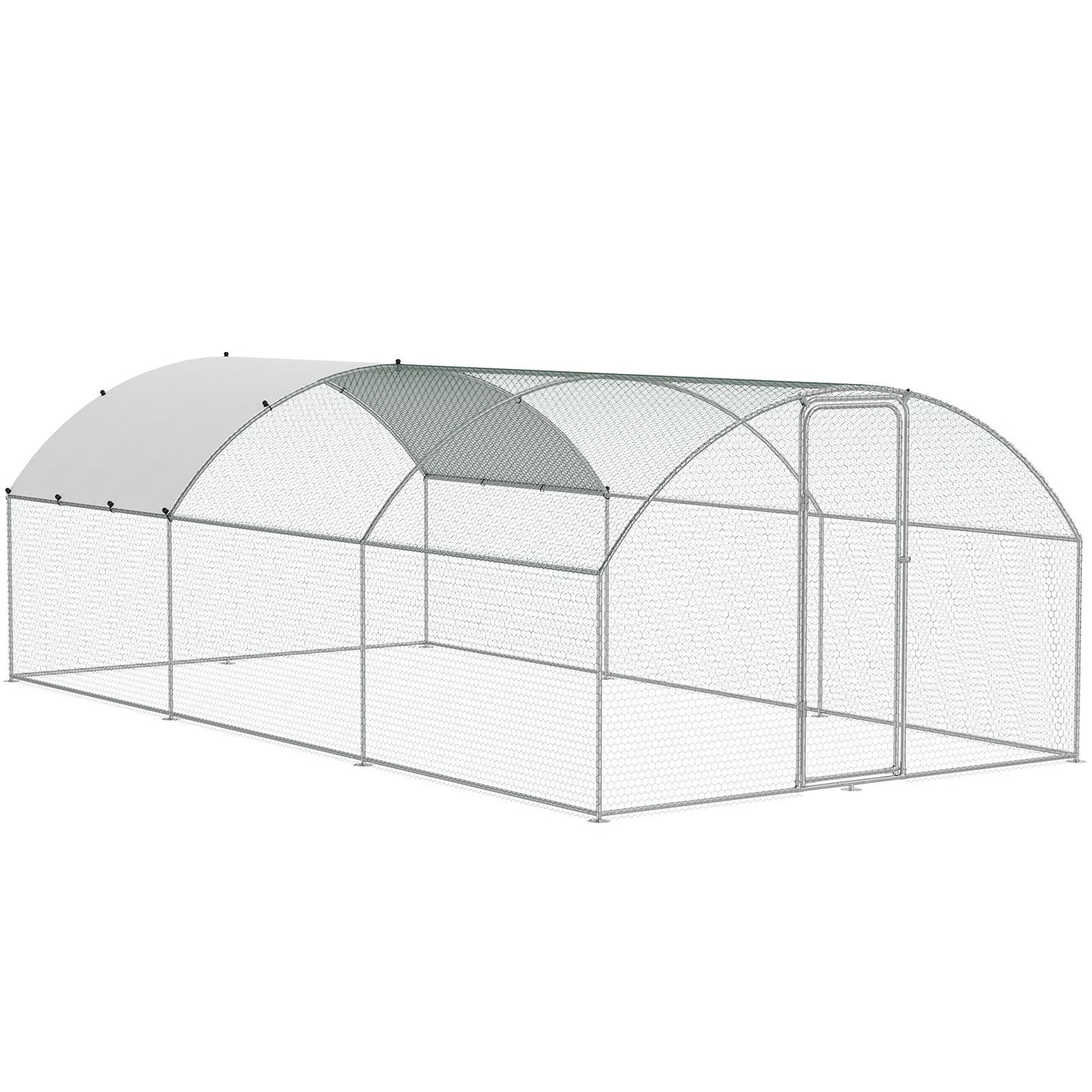Large Metal Chicken Coop with Run, 9.8x19.3x6.5 ft Walk-in Chicken Runs for Yard with Cover, Doom Roof Hen House with Security Lock for Outdoor and Backyard, Farm, Duck Rabbit Cage Poultry Pen