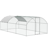 Large Metal Chicken Coop with Run, 9.8x19.3x6.5 ft Walk-in Chicken Runs for Yard with Cover, Doom Roof Hen House with Security Lock for Outdoor and Backyard, Farm, Duck Rabbit Cage Poultry Pen