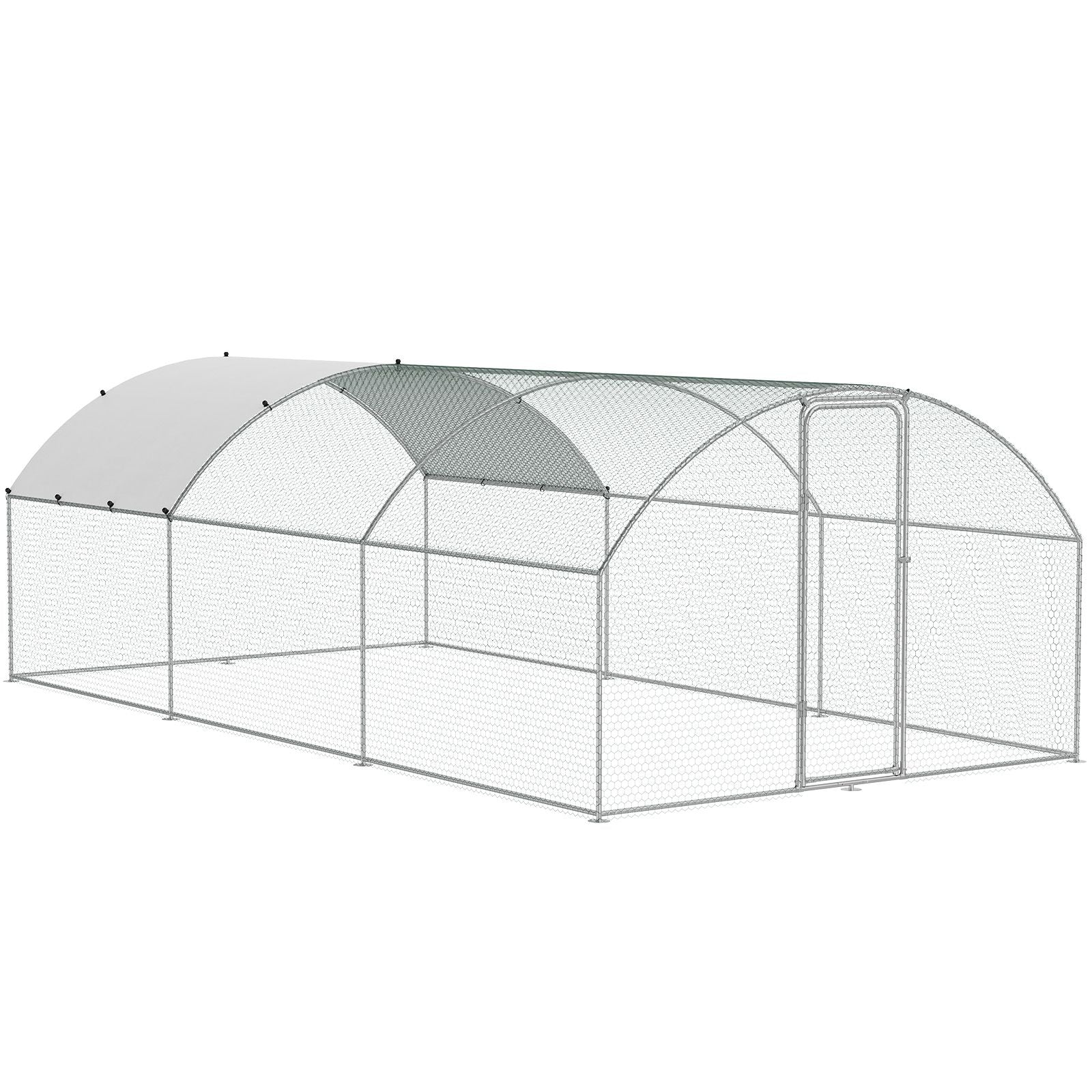 Large Metal Chicken Coop with Run, 9.8x19.3x6.5 ft Walk-in Chicken Runs for Yard with Cover, Doom Roof Hen House with Security Lock for Outdoor and Backyard, Farm, Duck Rabbit Cage Poultry Pen
