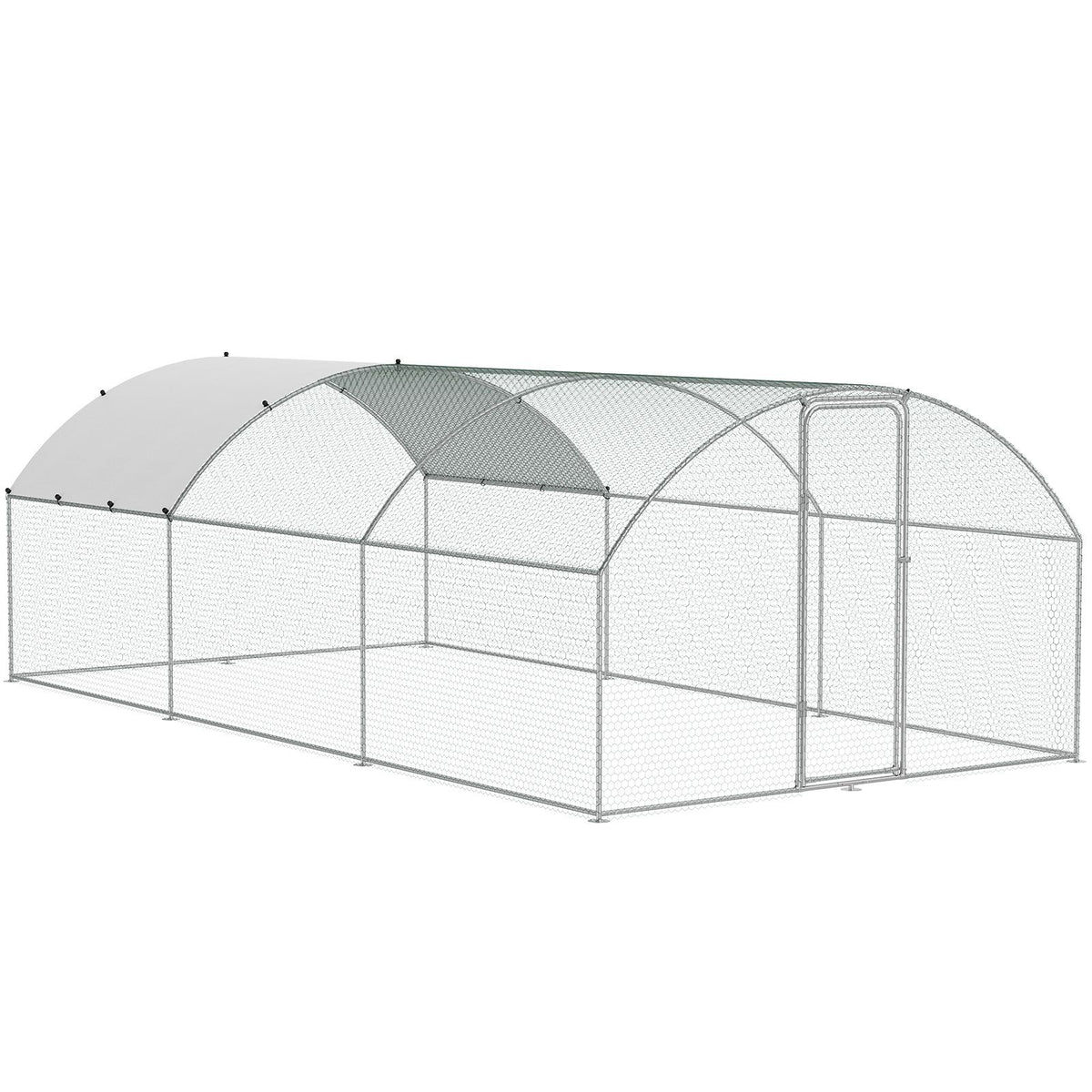 Large Metal Chicken Coop with Run, 9.8x19.3x6.5 ft Walk-in Chicken Runs for Yard with Cover, Doom Roof Hen House with Security Lock for Outdoor and Backyard, Farm, Duck Rabbit Cage Poultry Pen