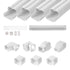 Mini Split Line Set Cover 76.2mm W 4830mm L, PVC Decorative Pipe Line Cover For Air Conditioner with 4 Straight Ducts & Full Components Easy to Install, Paintable for Heat Pumps, White
