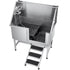 Stainless Steel Dog Washing Station, 127 cm Pet Grooming Tub w/ Stairs, PE Water Filter Board, Faucet & Showerhead & Soap Holder Dog Bathtub for Large & Medium & Small Pets (Left Door)