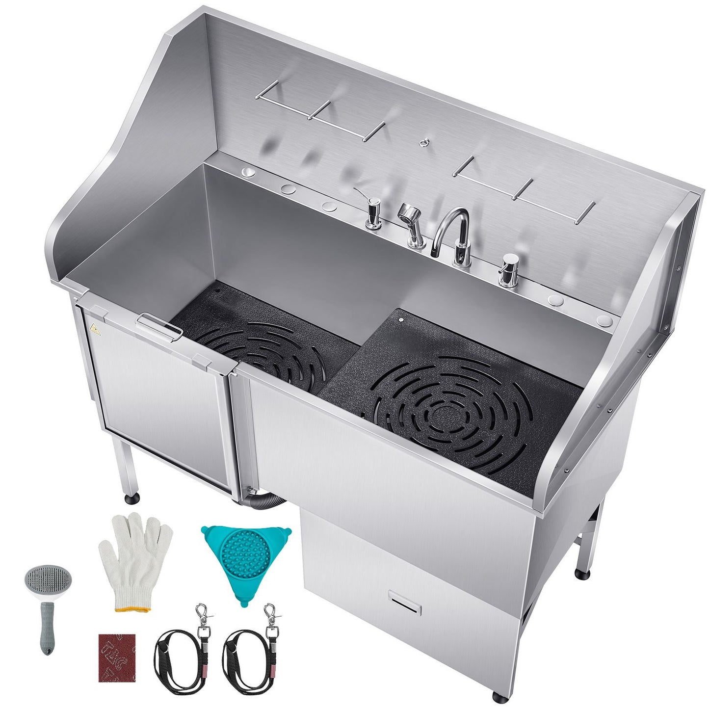 155 cm Dog Grooming Bath Tub Stainless Steel w Ramp Water Filter Left