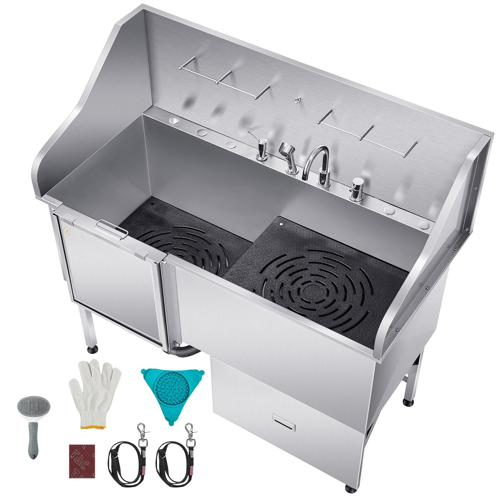 155 cm Dog Grooming Bath Tub Stainless Steel w Ramp Water Filter Left