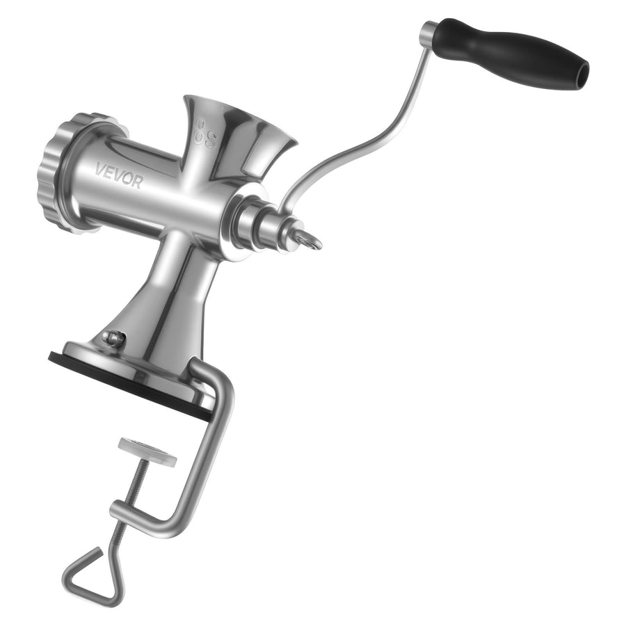 VEVOR Manual Meat Grinder, 304 Stainless Steel Hand Meat Grinder with Suction Cup + Steel Table Clamp, Meat Mincer Sausage Maker & 2 Cutting Plates, Sausage Tube, Grinding Head for Beef Pepper Cookie