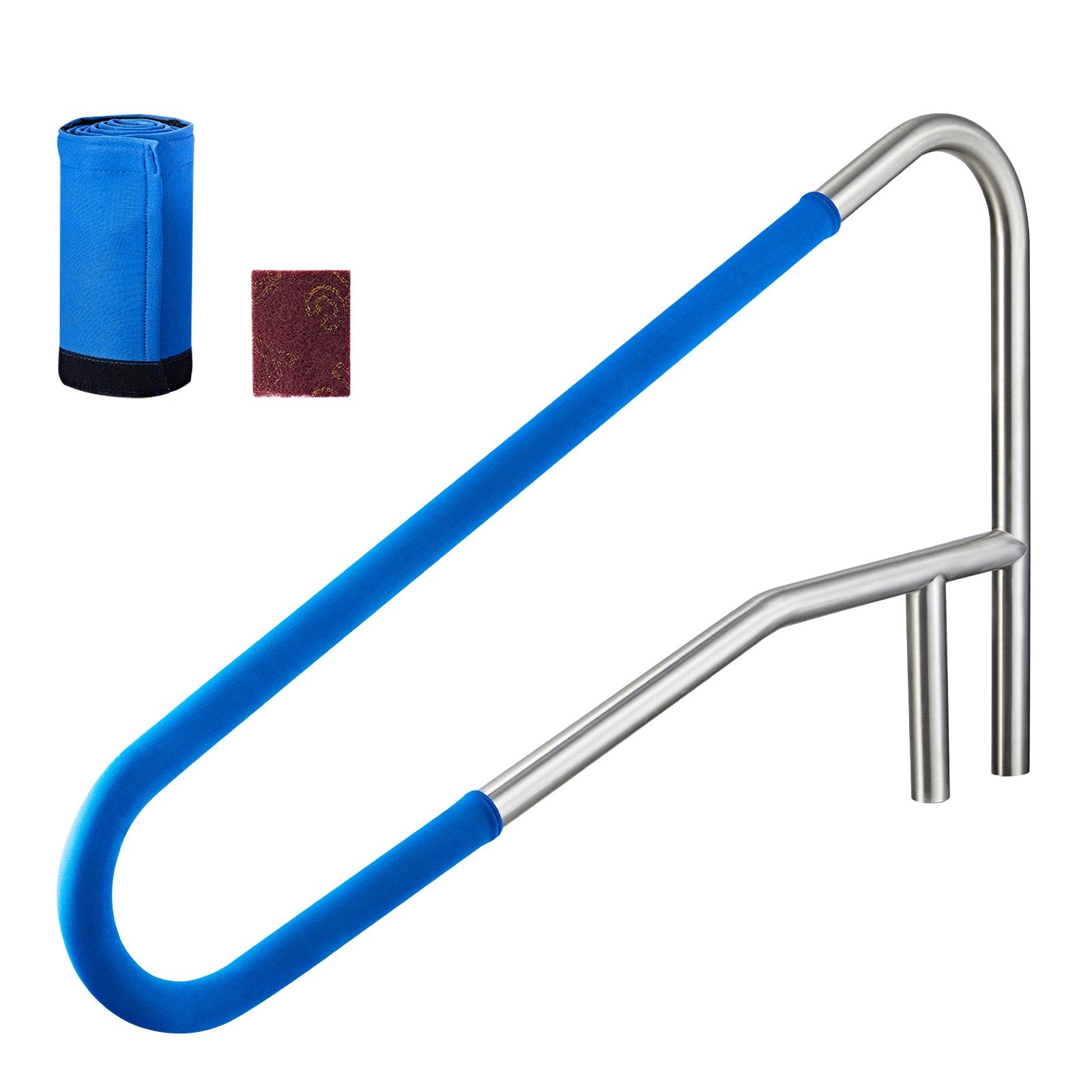 Pool Rail, 137.1 x 81.3 cm Pool Handrail, 100kg Load Capacity Heavy Duty 304 Stainless Steel Swimming Handrail, Detachable Nonslip Sleeve, Recessed or Base Mount, for Poolside, Water Parks