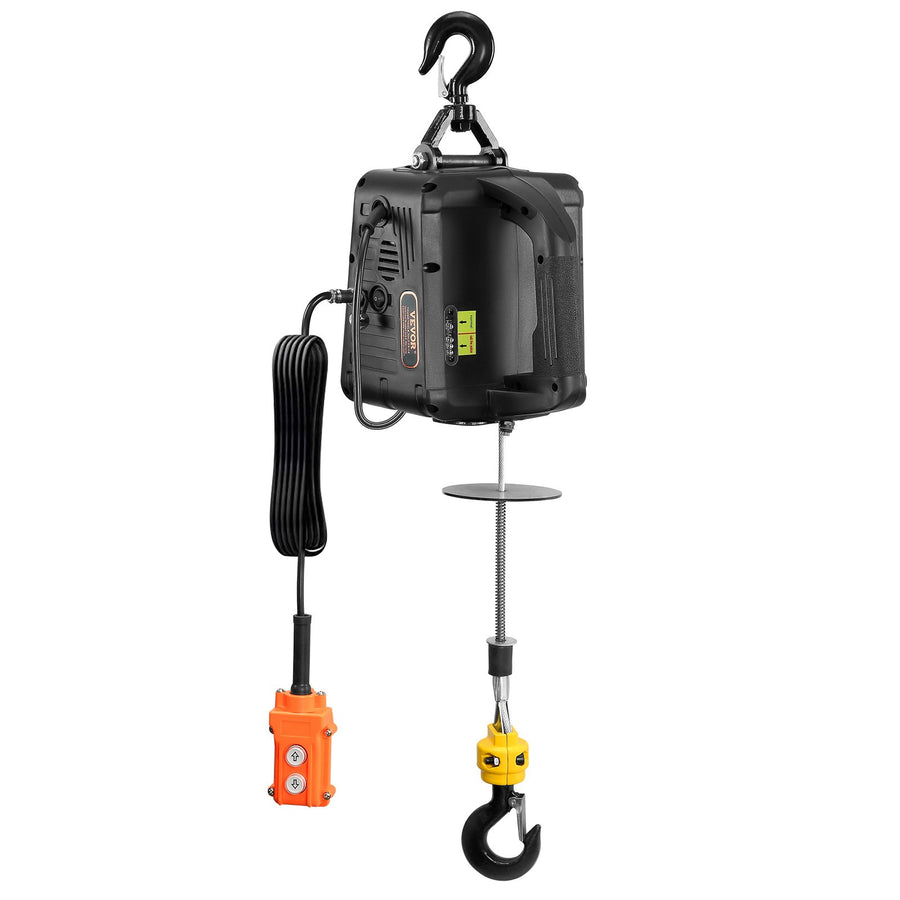 VEVOR 3-in-1 Electric Hoist Winch, 500 kg Capacity, 1500W Portable Power Winch Crane, 7 m Lifting Height, 4 m/min with Wired and Wireless Remote Control, for Garage, Warehouse, Factory Lifting Towing