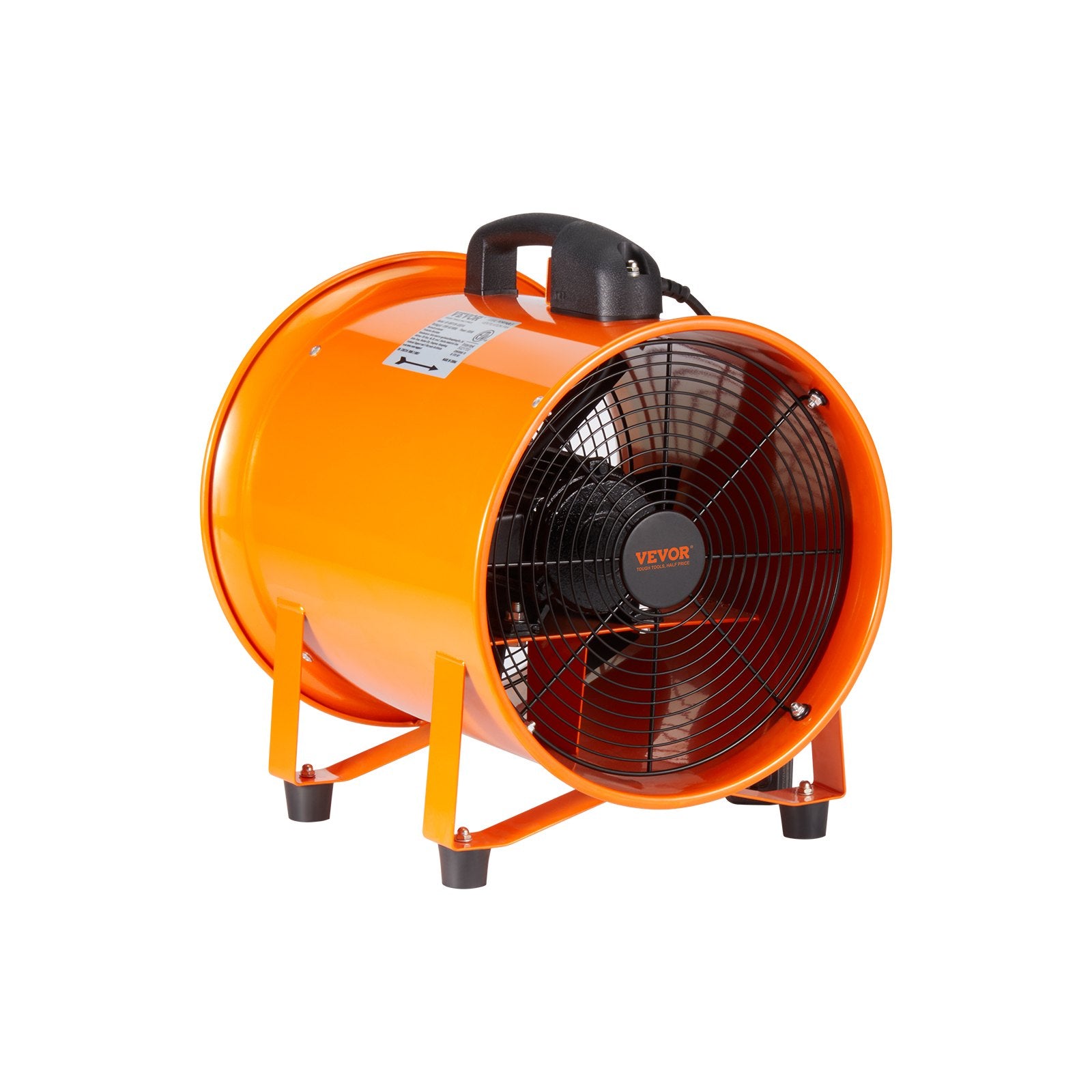 VEVOR Portable Ventilator, 254mm/10inch Heavy Duty Cylinder Fan with 5m Duct Hose, 255W Strong Shop Exhaust Blower 1720CFM, Industrial Utility Blower for Sucking Dust, Smoke, Smoke Home/Workplace