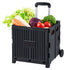 Foldable Utility Cart, 36 kg Load Capacity, Folding Portable Rolling Crate Handcart with Durable Heavy Duty Telescoping Handle and 2 Wheels for Travel Shopping Moving Luggage Office Use, Black
