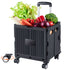 Foldable Utility Cart, 50 kg Load Capacity, Folding Portable Rolling Crate Handcart with Heavy Duty Telescoping Handle and 4 Rotate Wheels for Travel Shopping Moving Luggage Office Use, Black