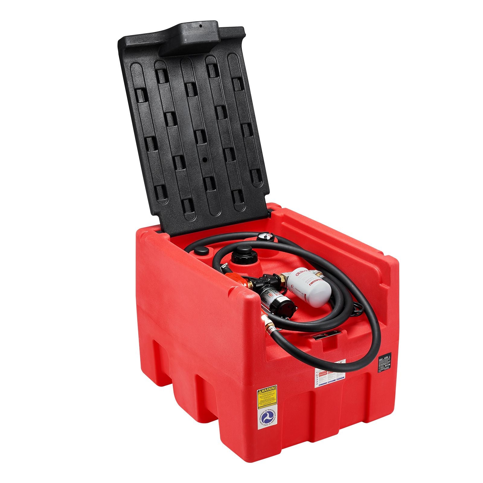 Portable Diesel & Gasoline Tank, 182L, 10.6 GPM Flow Rate, Diesel Fuel Tank with Electric Transfer Pump, 4 m Hose, Auto Fueling Nozzle, Diesel Transfer Tank for Easy Fuel Transportation, Red