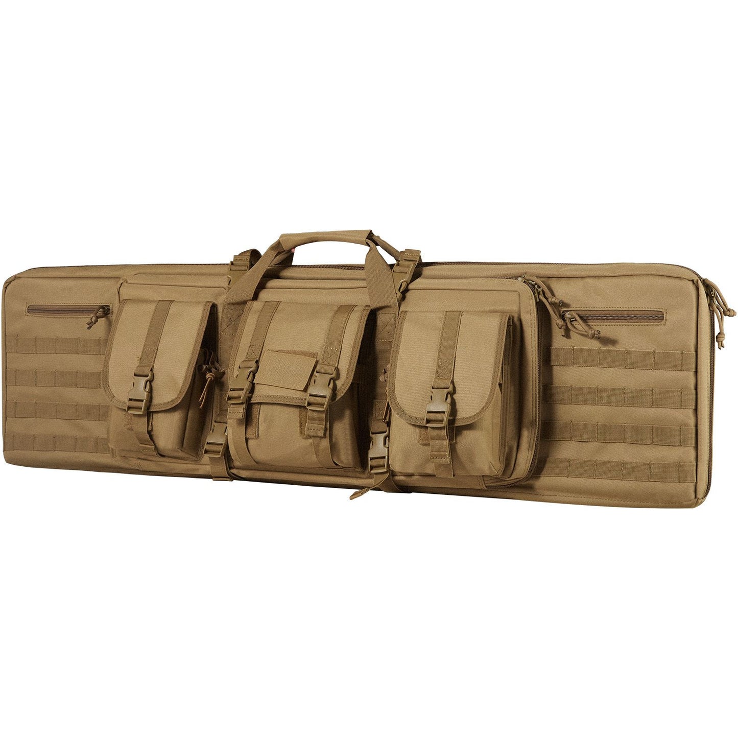 Rifle Bag, 42 inch Tactical Double Long Gun Bag, Soft Rifle Case with Lockable Zipper, Portable Handle & Shoulder Strap, 3 Large Storage Pockets Rifle Case for Two 40" Rifles & 2 Pistols, Brown
