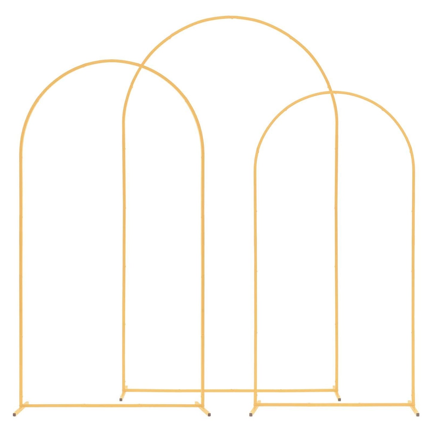 Arch Backdrop Stand, Set of 3, 2.4/2.2/2 m, Stable Structure, Easy Assembly, Gold Metal Arch Backdrop Stand for Wedding, Birthday Party, Graduation, Holiday Celebration, and Ceremony Decoration