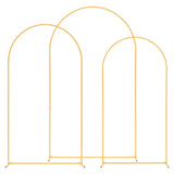 Arch Backdrop Stand, Set of 3, 2.4/2.2/2 m, Stable Structure, Easy Assembly, Gold Metal Arch Backdrop Stand for Wedding, Birthday Party, Graduation, Holiday Celebration, and Ceremony Decoration