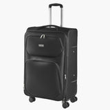 Softside Expandable Luggage with Spinner Wheels, 71 cm Softside Checked Large Luggage, Lightweight Checked Suitcase with Expandable Zippered Pocket and TSA Lock, Black