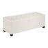 Storage Ottoman Bench, Button-Tufted End of Bed Bench with Side Bags, Flip-up Upholstered Storage Chest with Metal Frame, Linen Bed Ottoman for Living Room, Bedroom, Entryway, Office, Beige
