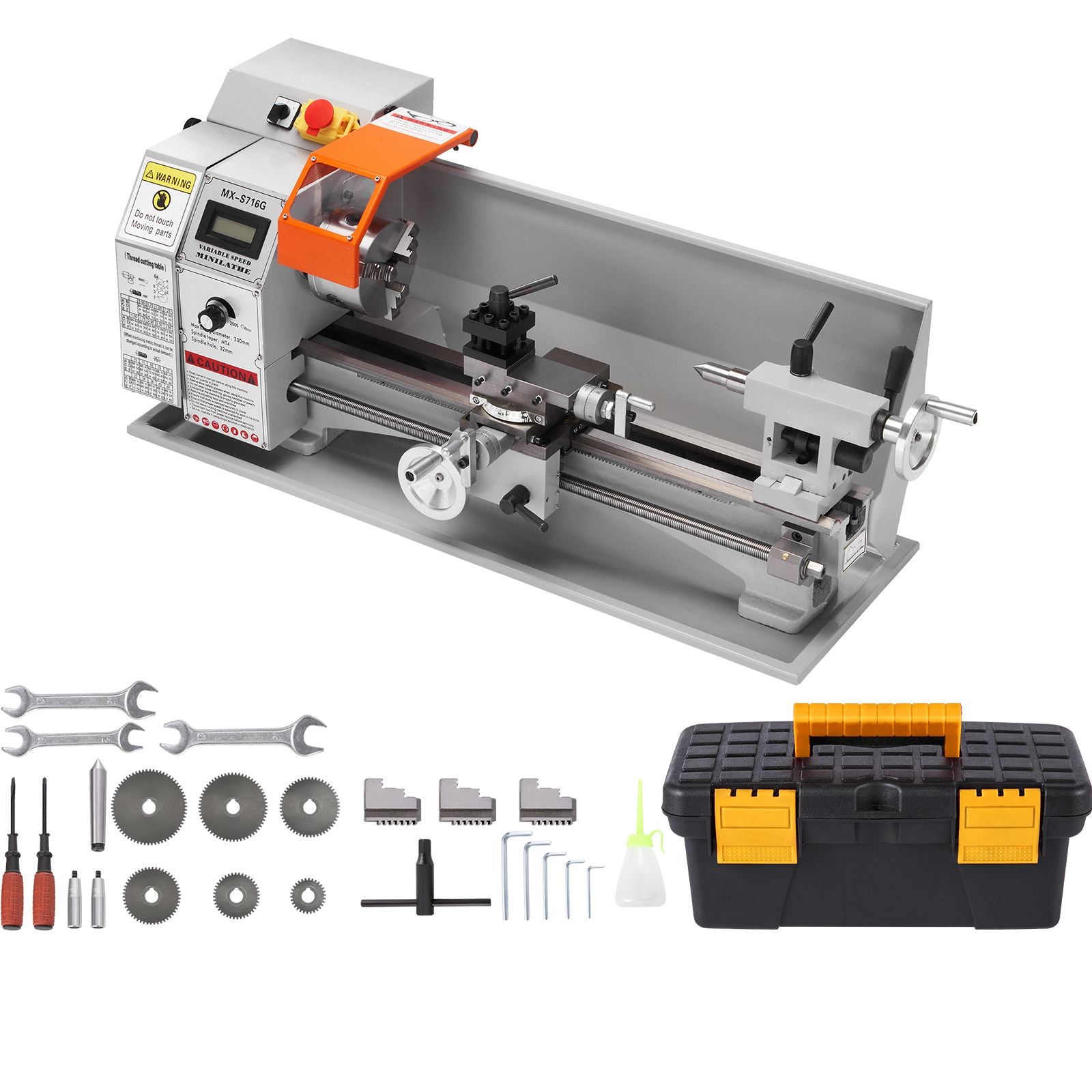 Mini Metal Lathe Machine, 180 x 400 mm, 800W Precision Benchtop Power Metal Lathe, 150-2500 RPM Continuously Variable Speed, with 3-jaw Metal Chuck Tool Box for Processing Precision Parts