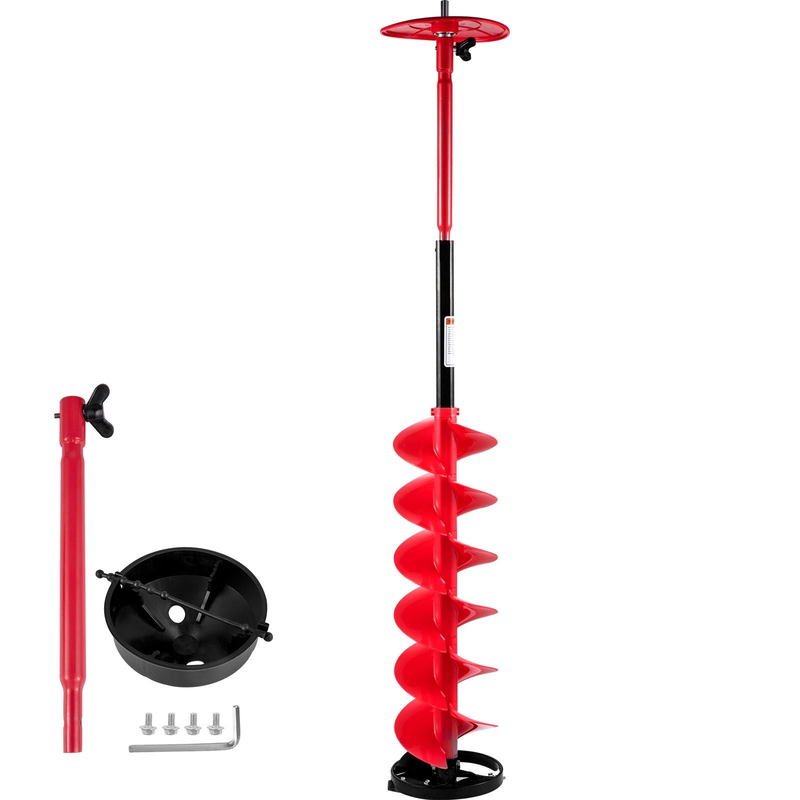 Ice Drill Auger, 8\" Diameter Nylon Ice Auger, 39\" Length Ice Auger Bit,Auger Drill with 11.8\" Extension Rod,Auger Bit with Drill Adapter,Top Plate & Blade Guard for Ice Fishing Ice Burrowing