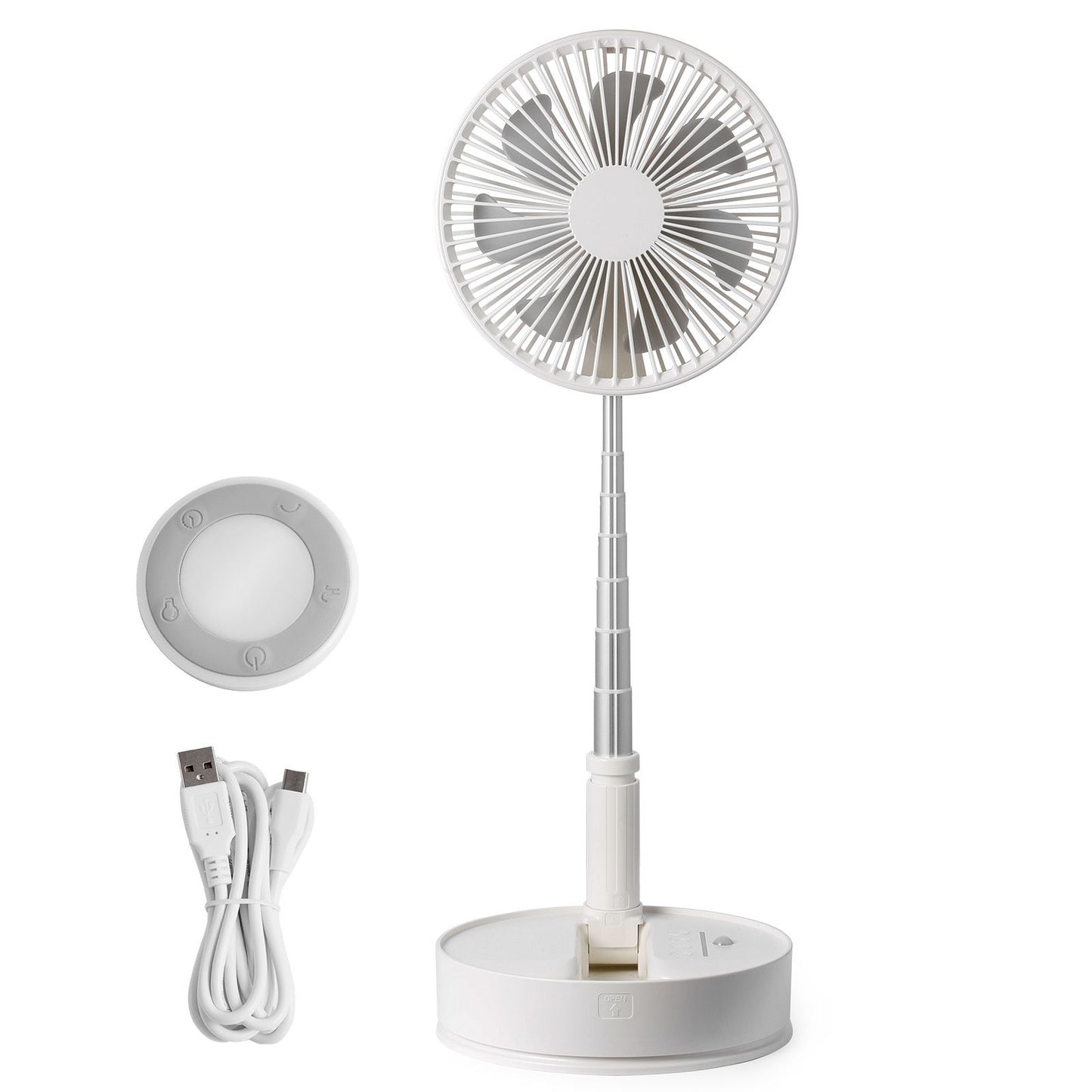 8 Inch Foldable Oscillating Standing Fan with Remote Control, 4 Speed Adjustable Portable Desk Quiet Fan, 7200mah Rechargeable USB Small Fan, Folded Rotating Floor Fan for Bedroom Office Travel