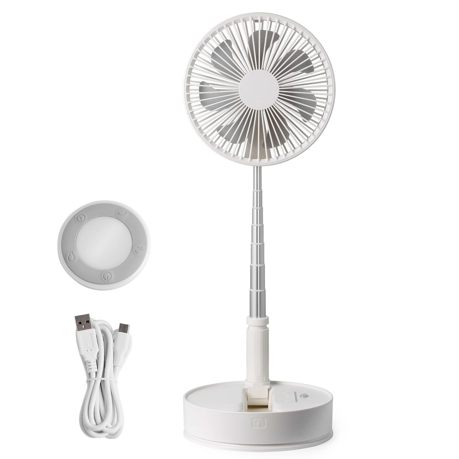 8 Inch Foldable Oscillating Standing Fan with Remote Control, 4 Speed Adjustable Portable Desk Quiet Fan, 7200mah Rechargeable USB Small Fan, Folded Rotating Floor Fan for Bedroom Office Travel