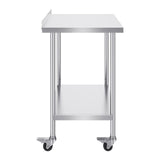 24 x 36 x 40 Inch Stainless Steel Work Table, Commercial Food Prep Worktable with Casters, Heavy Duty Prep Worktable, Metal Work Table with Adjustable Height for Restaurant, Home and Hotel
