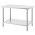 Stainless Steel Prep Table, 30 x 48 x 34 Inch, Heavy Duty Metal Worktable with 3 Adjustable Height Levels, Commercial Workstation for Kitchen Garage Restaurant Backyard