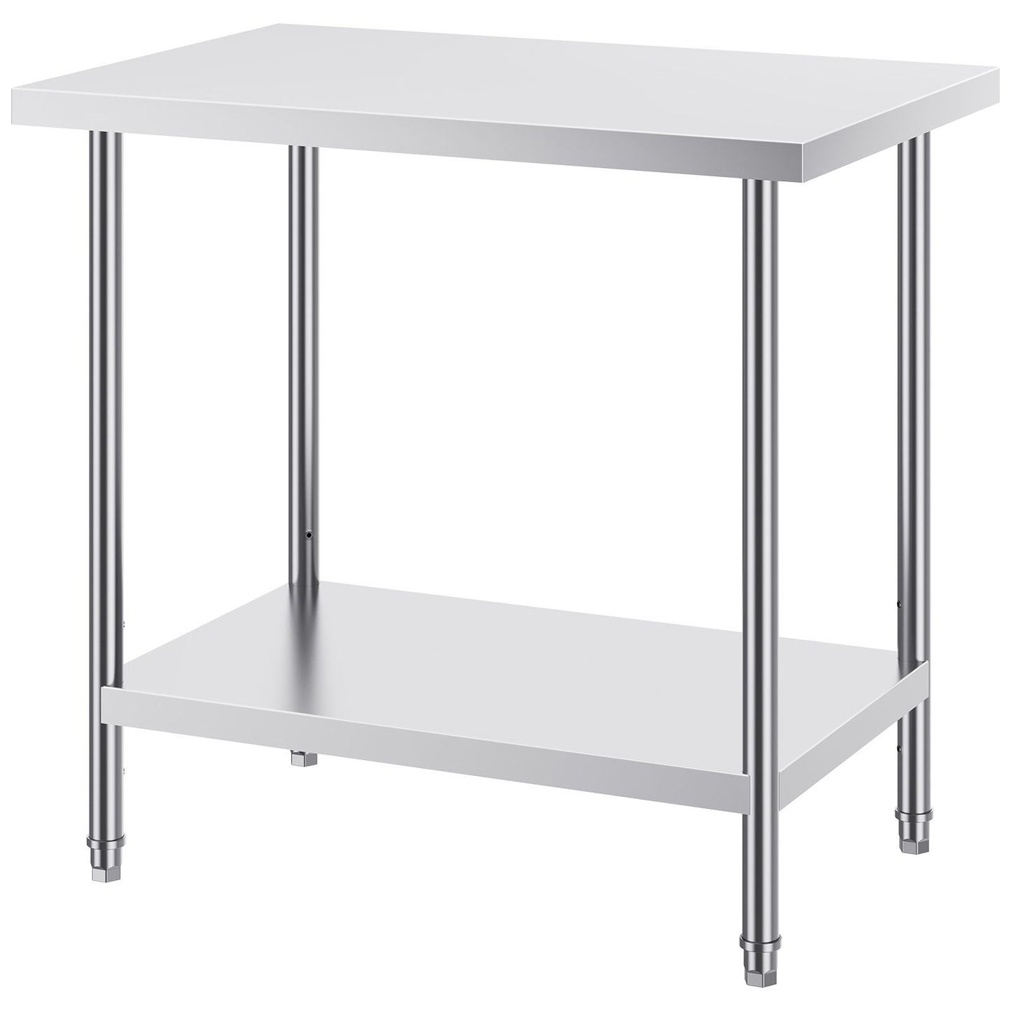 Stainless Steel Prep Table, 24 x 36 x 34 Inch, Heavy Duty Metal Worktable with 3 Adjustable Height Levels, Commercial Workstation for Kitchen Garage Restaurant Backyard