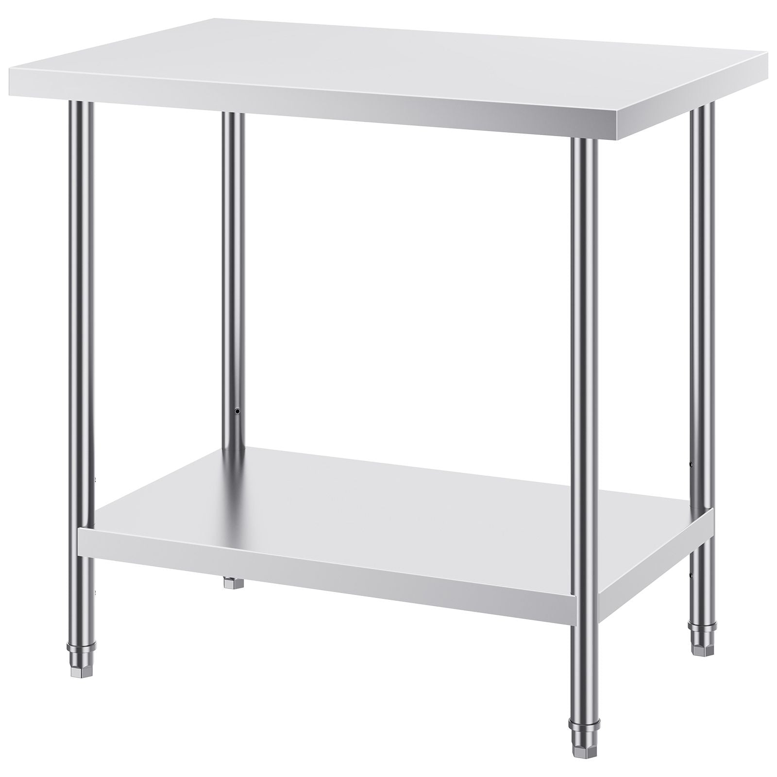 Stainless Steel Prep Table, 24 x 36 x 34 Inch, Heavy Duty Metal Worktable with 3 Adjustable Height Levels, Commercial Workstation for Kitchen Garage Restaurant Backyard