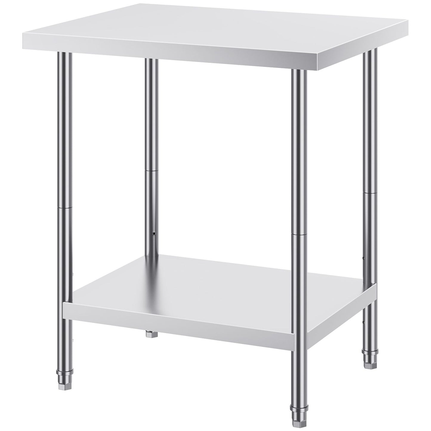 Stainless Steel Prep Table, 24 x 30 x 34 Inch, Heavy Duty Metal Worktable with 3 Adjustable Height Levels, Commercial Workstation for Kitchen Garage Restaurant Backyard