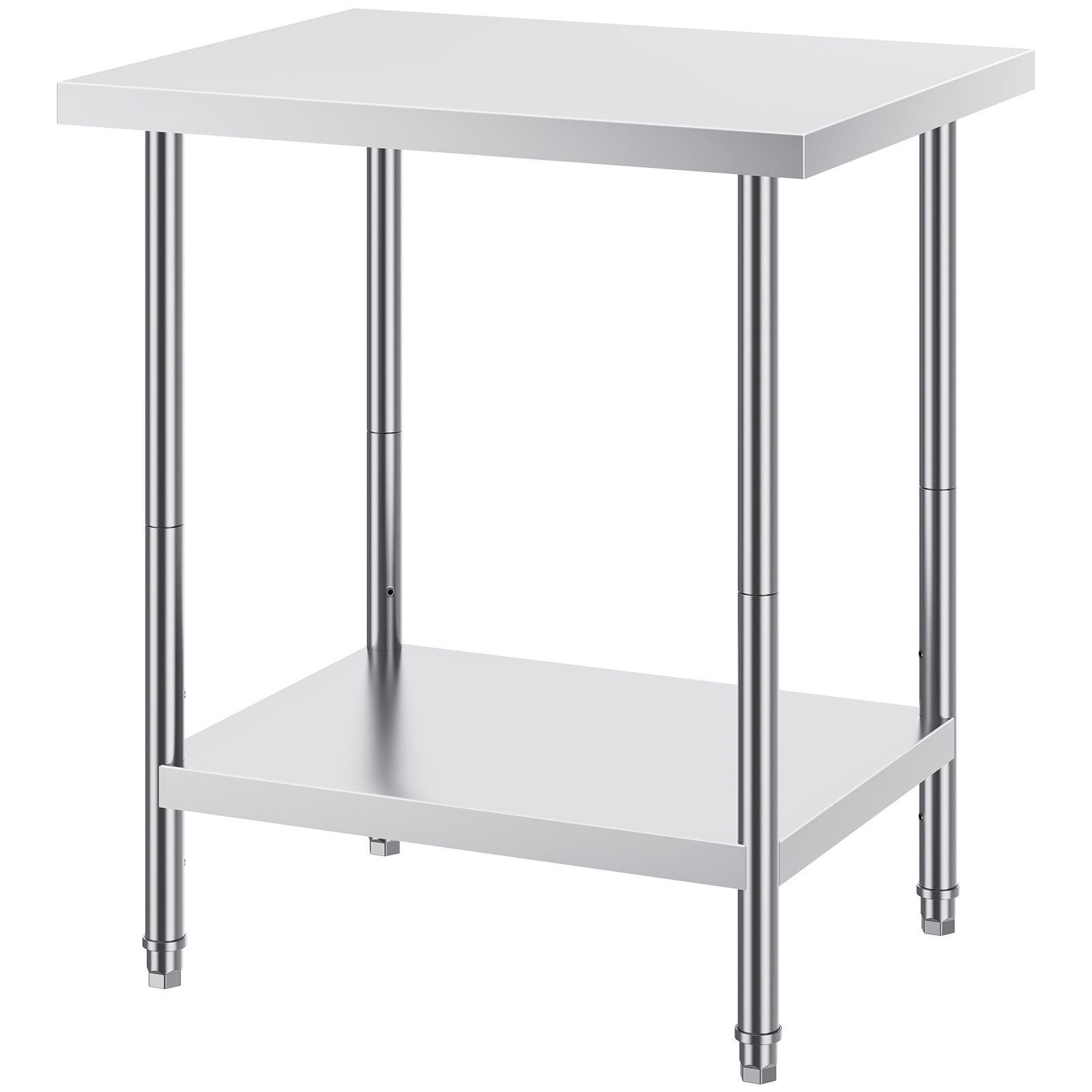 Stainless Steel Prep Table, 24 x 30 x 34 Inch, Heavy Duty Metal Worktable with 3 Adjustable Height Levels, Commercial Workstation for Kitchen Garage Restaurant Backyard