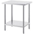 Stainless Steel Prep Table, 24 x 30 x 34 Inch, Heavy Duty Metal Worktable with 3 Adjustable Height Levels, Commercial Workstation for Kitchen Garage Restaurant Backyard