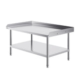 Stainless Steel Work Table, 762 x 1219 x 660 mm Commercial Food Prep Worktable, 3-Sided Backsplash Heavy Duty Prep Worktable, Metal Work Table with Adjustable Height for Restaurant Home Hotel