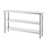 Stainless Steel Food Prep Table, 356 x 1524 x 864 mm Commercial Kitchen Worktable, with 2 Adjustable Undershelf, Heavy Duty Prep Table Metal Work Table for BBQ, Kitchen, Home, and Garage