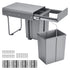 Pullout Trash Can for Kitchen Cabinets, 20+10+10L Double Under Sink Garbage Waste Recycling Bin, Under Mount Waste Container, with Heavy Duty Metal Full Extension Sliding System and Handle