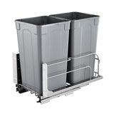 Pull-Out Trash Can, 27 QT x2 Double Under Mount Kitchen Waste Container, Heavy Duty Garbage Recycling Bin with Door Kit and Soft Close Slide, for Kitchen Cabinet, Sink, Under Counter (Grey)