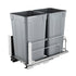 Pull-Out Trash Can, 27 QT x2 Double Under Mount Kitchen Waste Container, Heavy Duty Garbage Recycling Bin with Door Kit and Soft Close Slide, for Kitchen Cabinet, Sink, Under Counter (Grey)