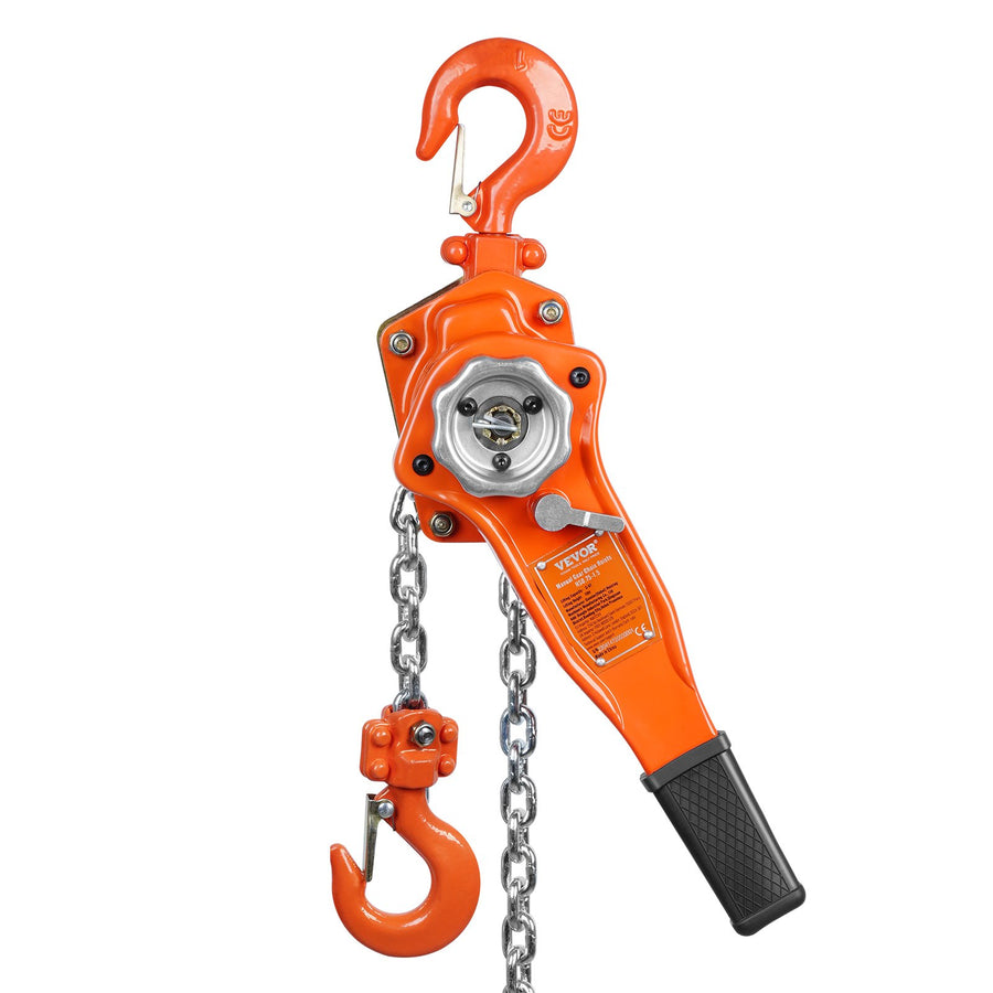 VEVOR Manual Lever Chain Hoist, 3/4 Ton 1650 lbs Capacity 10 FT Come Along, G80 Galvanized Carbon Steel with Weston Double-Pawl Brake, Auto Chain Leading & 360° Rotation Hook, for Garage Factory Dock