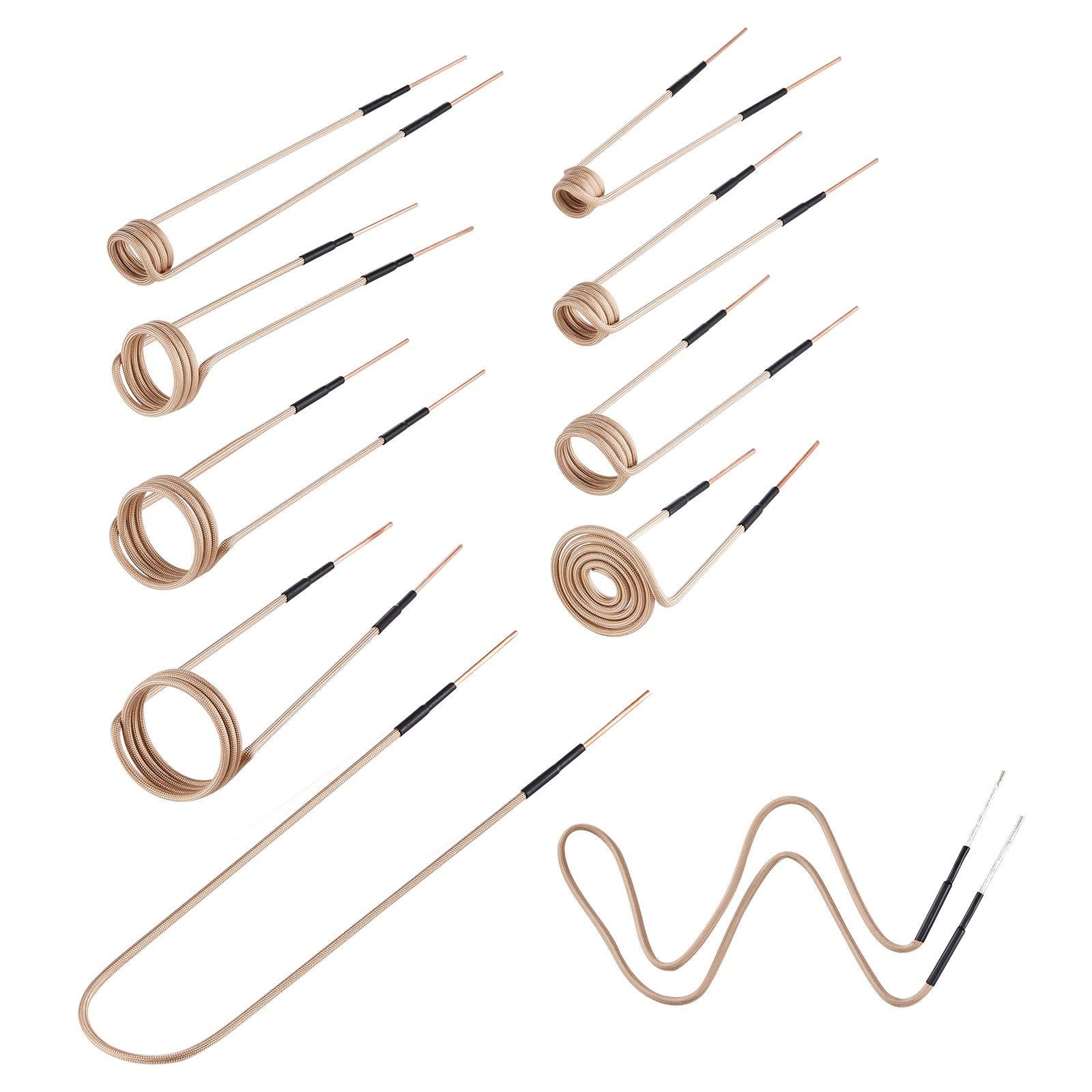 10Pcs Magnetic Induction Heater Coil, Inductor Heat Accessories, Mini Heater Coil Kit with Flexibility and Long Lifespan, for Removing Rusty Bolts and Nuts, 8 Coils + 1 U-Shaped + 1 Free Forming
