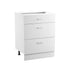 White Shaker Base Cabinet with 3 Drawers, 60 cm Unassembled Drawer Base Cabinet, 60 W x 48 D x 82 H Ready to Assemble Cabinet with Soft-Close Drawer Slides, for Home Office