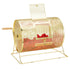 Raffle Drum, 16.1 x Ø12 inch Brass Plated Raffle Ticket Spinning Cage, Holds 5000 Tickets or 200 Ping Pong Balls, Metal Lottery Spinning Drawing with Wooden Turning Handle, for Bingo Ballot Part