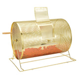 Raffle Drum, 14.8 x Ø21.26 inch Brass Plated Raffle Ticket Spinning Cage, Holds 10000 Tickets or 300 Ping Pong Balls, Metal Lottery Spinning Drawing with Wooden Turning Handle, for Bingo Ballot