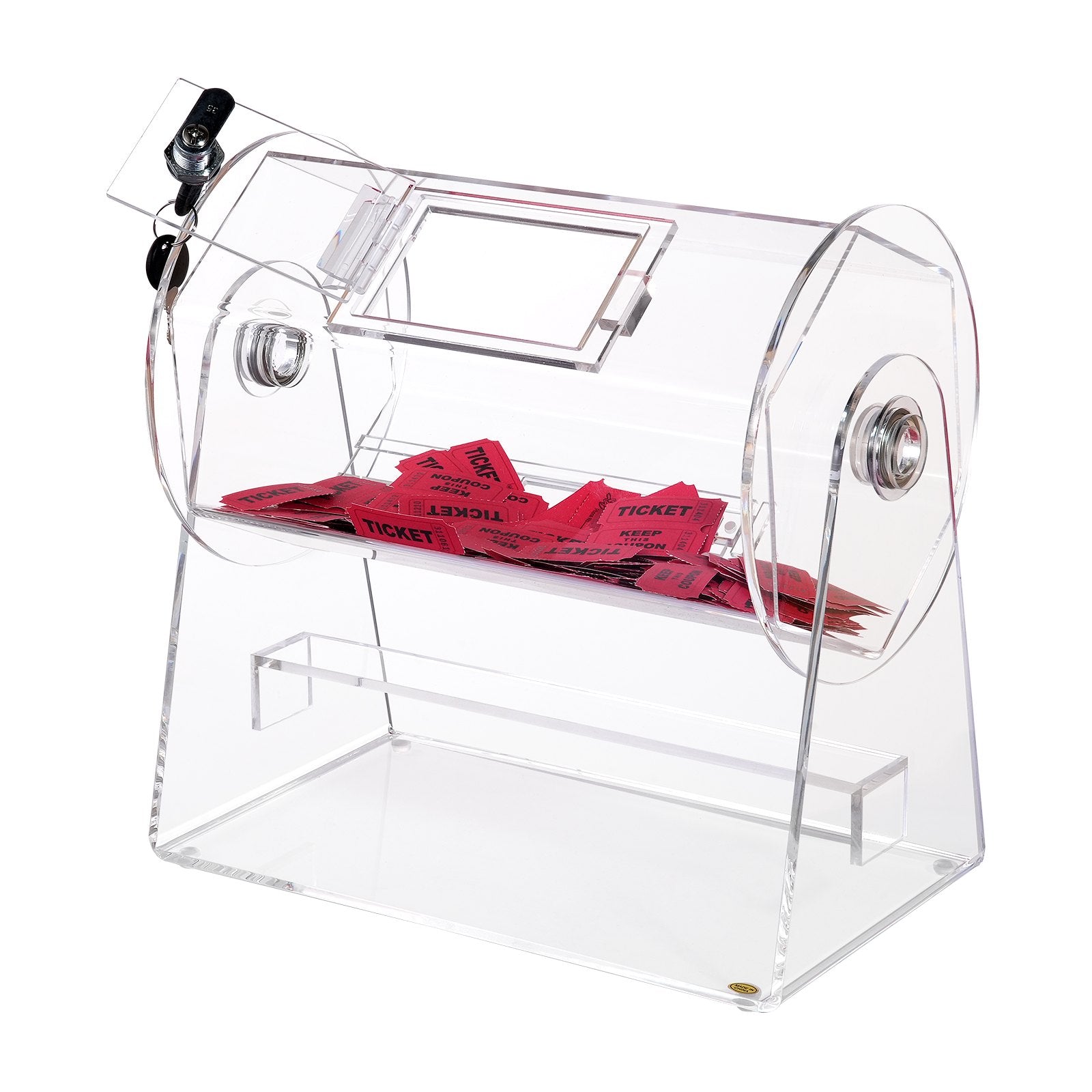 VEVOR Acrylic Raffle Drum, Holds 2500 Tickets or 100 Raffle Balls, Professional Raffle Ticket Spinning Cage with 2 Keys, Transparent Lottery Spinning Drawing, Raffle Ticket Box for Lottery Games Bingo