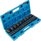 Impact Sockets Set 1/2 Inch Drive 26PCS Standard Length Impact Set 6-Point